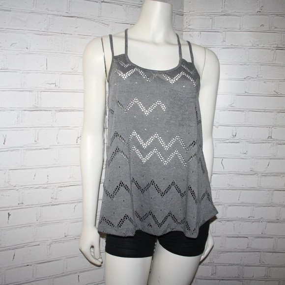 Bozzolo Tops - NWT Laser cut tank top Gray Large Bozzolo